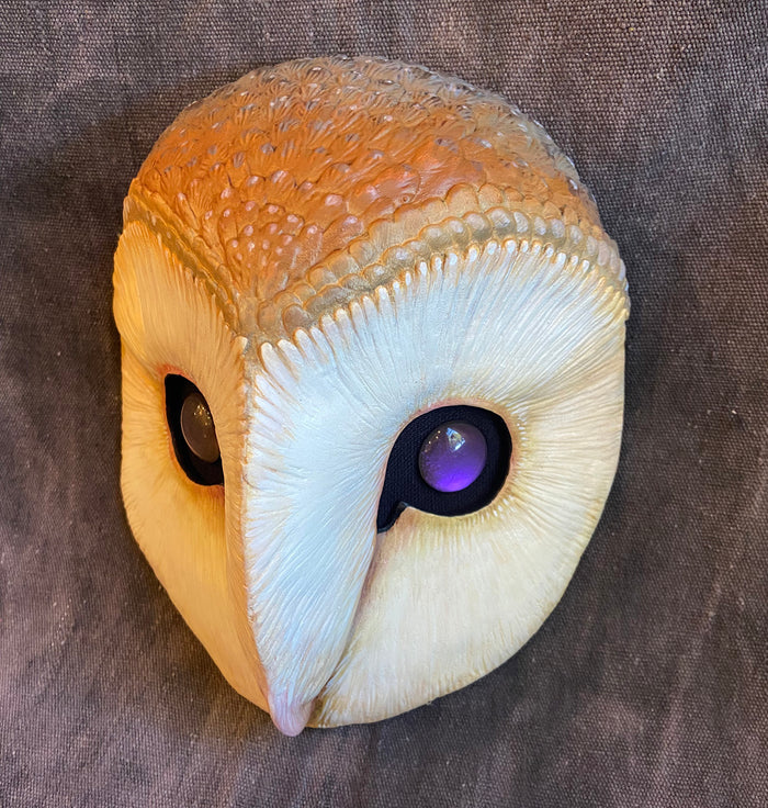 BARN OWL MASK- PURPLE SHIFT GLOW/ REALISTIC WHITE