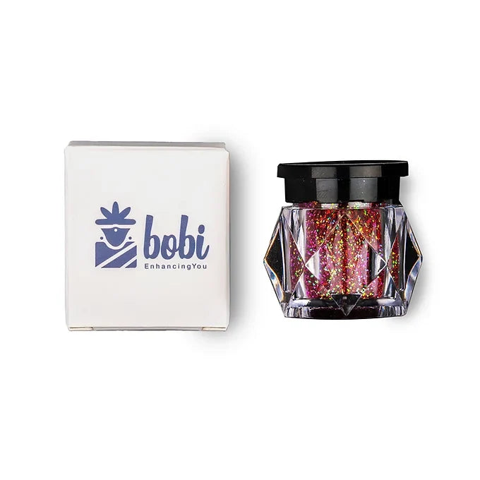 BOBI Holographic Loose Glitter Eyeshadow For Eye Makeup | Highly Pigmented Eyeshadow With Radiant Shimmer Finish, Non-Transfer, Long Wearing - Red - (10gm)