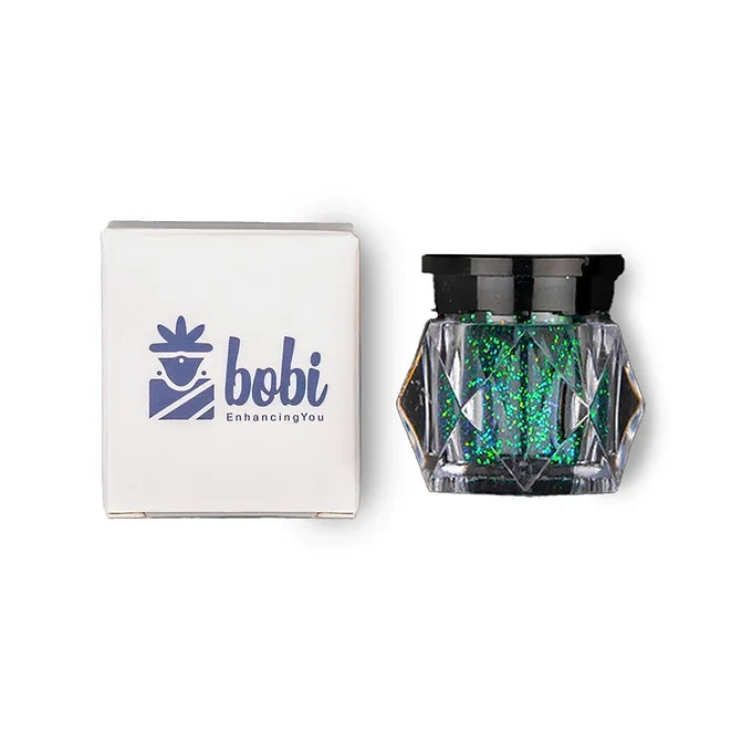 BOBI Holographic Loose Glitter Eyeshadow for Eye Makeup | Highly Pigmented with Radiant Shimmer Finish, Non-Transfer, Long Wearing Eyeshadow - Green (10gm)