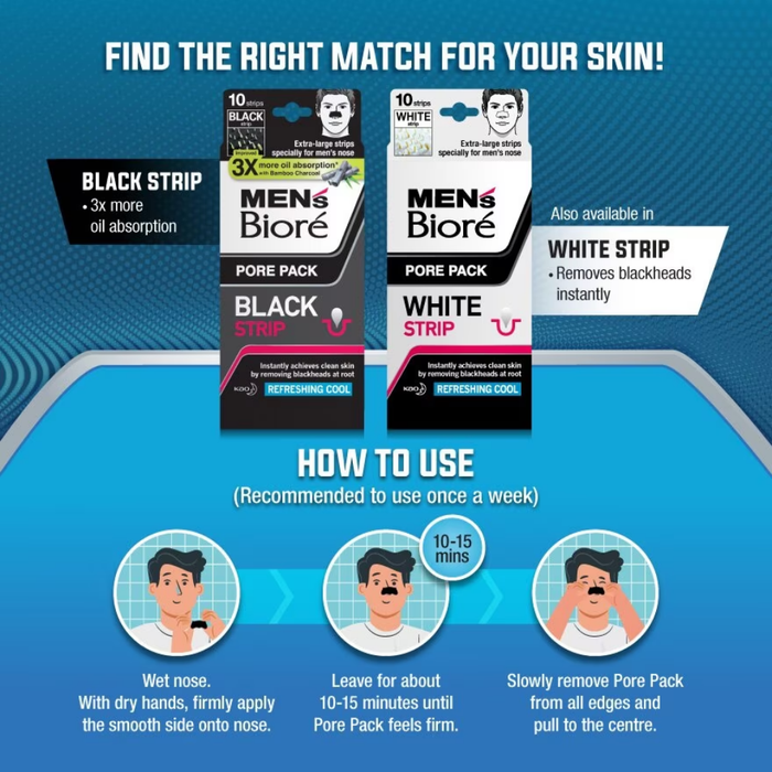 BIORÉ Mens Pore Pack White Strip 10s | Isetan KL Online Store