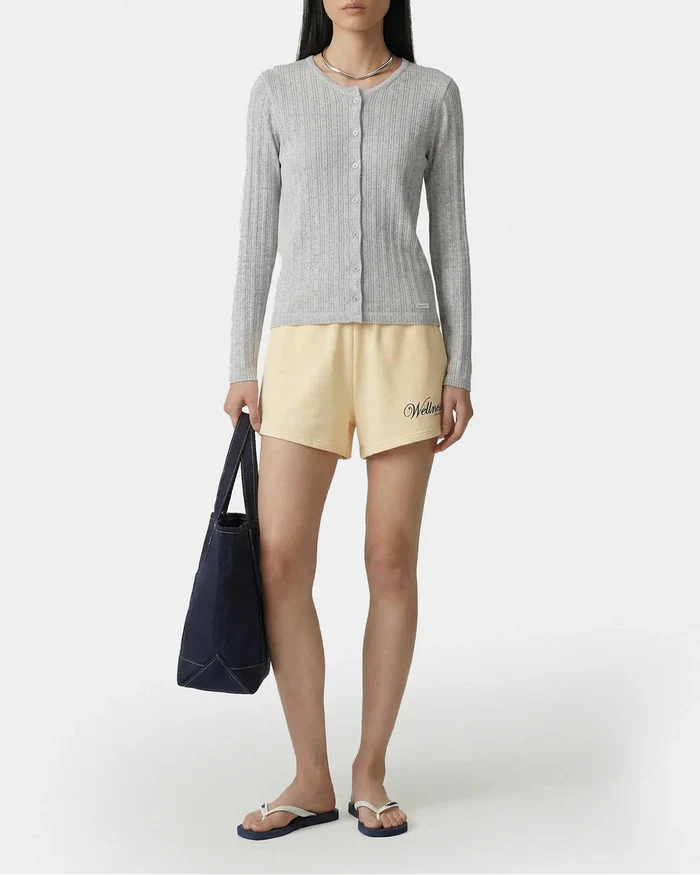 Sporty & Rich Signature Logo Pointelle Cardigan