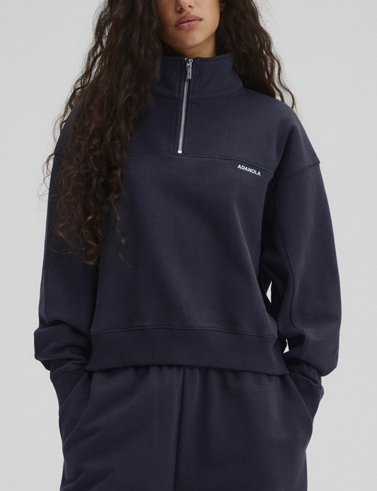Adanola Ribbed Panel Funnel Neck Sweatshirt