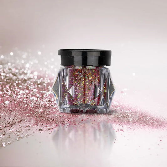 BOBI Holographic Loose Glitter Eyeshadow For Eye Makeup | Highly Pigmented Eyeshadow With Radiant Shimmer Finish, Non-Transfer, Long Wearing - Red - (10gm)