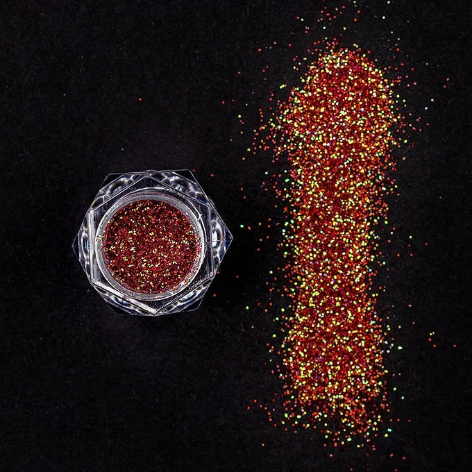 BOBI Holographic Loose Glitter Eyeshadow For Eye Makeup | Highly Pigmented Eyeshadow With Radiant Shimmer Finish, Non-Transfer, Long Wearing - Red - (10gm)