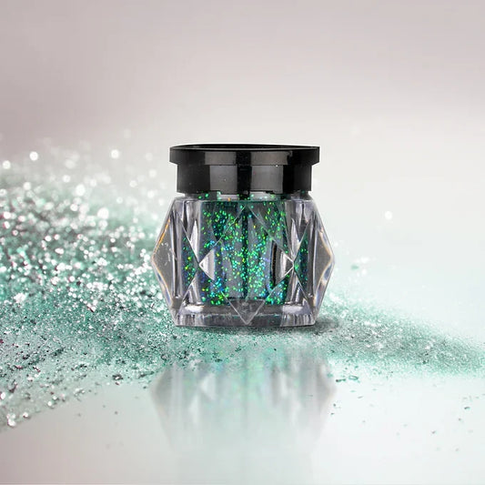 BOBI Holographic Loose Glitter Eyeshadow for Eye Makeup | Highly Pigmented with Radiant Shimmer Finish, Non-Transfer, Long Wearing Eyeshadow - Green (10gm)