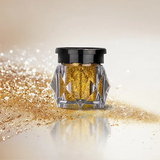 BOBI Holographic Loose Glitter Eyeshadow for Eye Makeup | Highly Pigmented with Radiant Shimmer Finish, Non-Transfer, Long Wearing Eyeshadow - Gold (10gm)
