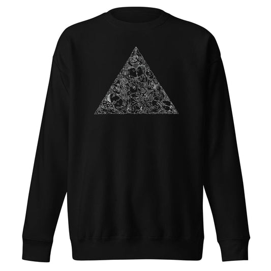 Brian Kenny Love Triangle graphic on black crew sweatshirt